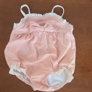 Janie and Jack Red & White Polka Dot Bathing Suit 6-12M